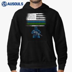 Thin Blue Green Line  Police Military Hoodie