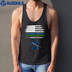 Thin Blue Green Line  Police Military Tank Top