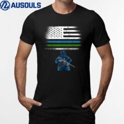Thin Blue Green Line  Police Military T-Shirt