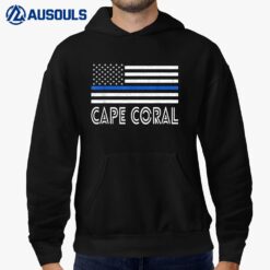 Thin Blue Line Heart Cape Coral Police Officer American Flag Hoodie