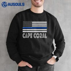 Thin Blue Line Heart Cape Coral Police Officer American Flag Sweatshirt