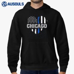 Thin Blue Line Heart Chicago Police Officer Patriotic Cops Hoodie