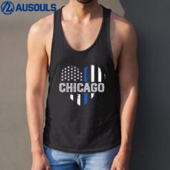 Thin Blue Line Heart Chicago Police Officer Patriotic Cops Tank Top