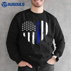 Thin Blue Line Heart Flag Police Officer Support Sweatshirt