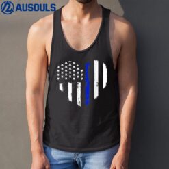 Thin Blue Line Heart Flag Police Officer Support Tank Top