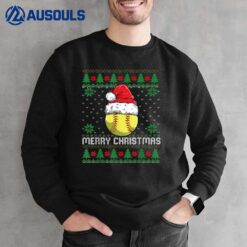 This is My Christmas Pjamama Softball With Santa Hat Xmas Sweatshirt