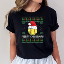 This is My Christmas Pjamama Softball With Santa Hat Xmas T-Shirt
