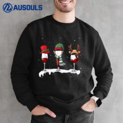 Three Glasses Wine Christmas Santa Hat ELF Reindeer Sweatshirt