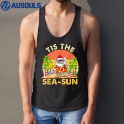Tis The Sea Sun Santa Beach Summer Christmas Tank Top