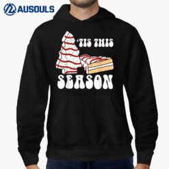 Tis The Season Christmas Tree Cake Groovy Retro Vintage Hoodie