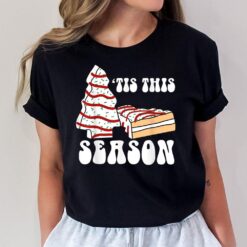 Tis The Season Christmas Tree Cake Groovy Retro Vintage T-Shirt