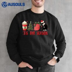 Tis The Season Christmas Tree Coffee Tuxedo Cat Santa Hat Sweatshirt