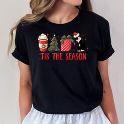 Tis The Season Christmas Tree Coffee Tuxedo Cat Santa Hat T-Shirt