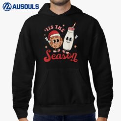 Tis The Season Cookies Milk Santa Hat Christmas Retro Xmas Hoodie