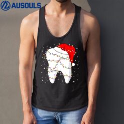 Tooth Lights Santa Hat Christmas Dentist Dental Assistant Tank Top