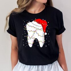 Tooth Lights Santa Hat Christmas Dentist Dental Assistant T-Shirt