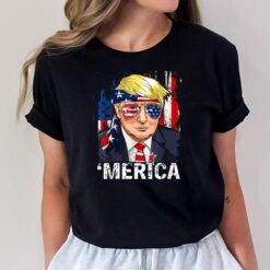 Trump Merica  Murica 4th of July American Flag T-Shirt