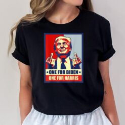 Trump Middle Finger Biden Harris Republican American Flag T-Shirt