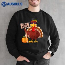 Turkey Eat Pizza Vegan Kids Funny Thanksgiving Women Men Sweatshirt