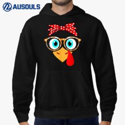 Turkey Face Leopard Print Glasses Thanksgiving Women Hoodie