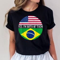 USA And Brazil Vintage Flags Shirt Yes I'm Both Of Them T-Shirt