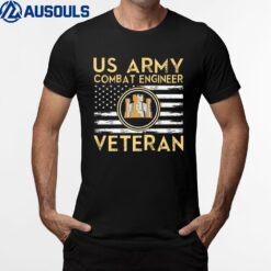 USA Flag  Army Veteran  US Army Combat Engineer Veteran T-Shirt