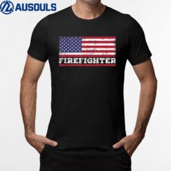 USA Flag Firefighter America Firefighters Patriotic American T-Shirt
