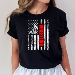 US American Flag Sports Patriotic Wrestling T-Shirt