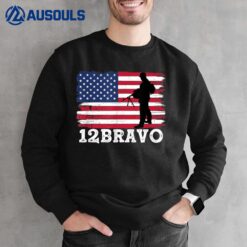 US Army 12 Bravo Combat Engineer 12B Veteran Us Flag Sweatshirt