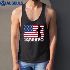 US Army 12 Bravo Combat Engineer 12B Veteran Us Flag Tank Top