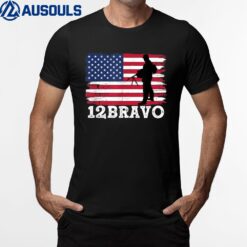 US Army 12 Bravo Combat Engineer 12B Veteran Us Flag T-Shirt