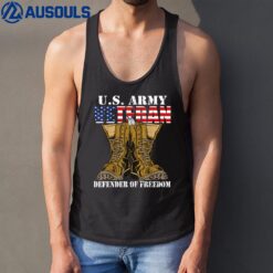 US Flag US Army Veteran Defender Of Freedom Ver 1 Tank Top