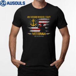 USS Theodore Roosevelt CVN-71 Aircraft Carrier Veteran Flag Ver 1 T-Shirt