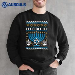 Ugly Hanukkah Let's Get Lit Menorah Pajama Family Matching Sweatshirt