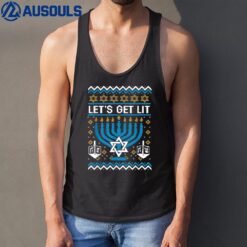 Ugly Hanukkah Let's Get Lit Menorah Pajama Family Matching Tank Top