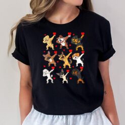Valentines Day Dabbing Dogs Holding Hearts Boys Girls Kids T-Shirt