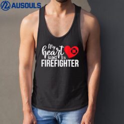 Valentines Day Firefighter My Heart Belong To A Firefighter Tank Top
