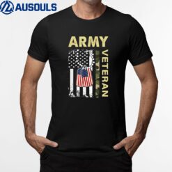 Veteran Army  Vintage American Flag Women Men Gift T-Shirt