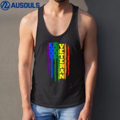Veteran LGBT Gay Pride Rainbow American Flag Military Tank Top