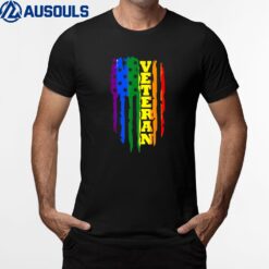 Veteran LGBT Gay Pride Rainbow American Flag Military T-Shirt