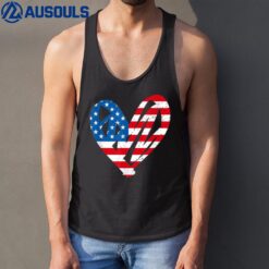 Veterans Day USA Flag Partiotic Heart Tank Top