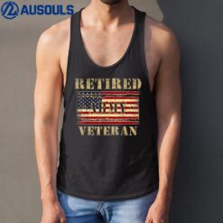 Vintage American Flag  Retired Army Veteran Day Gift Tank Top