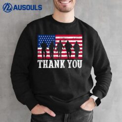 Vintage American Flag  Thank You Veteran Day Army Sweatshirt