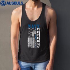 Vintage American Flag US Navy Military Veterans Day Gift Tank Top