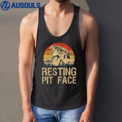 Vintage Pitbull Resting Pit Face - Funny Pitbull Lovers Tank Top