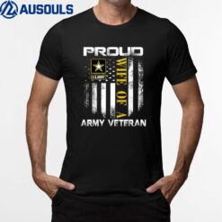 Vintage Proud Wife Of A Army Veteran With American Flag Ver 1 T-Shirt