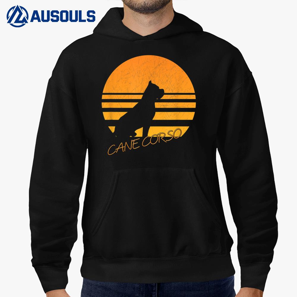 Vintage Retro Cane Corso Silhouette Sun Dog Lover Hoodie