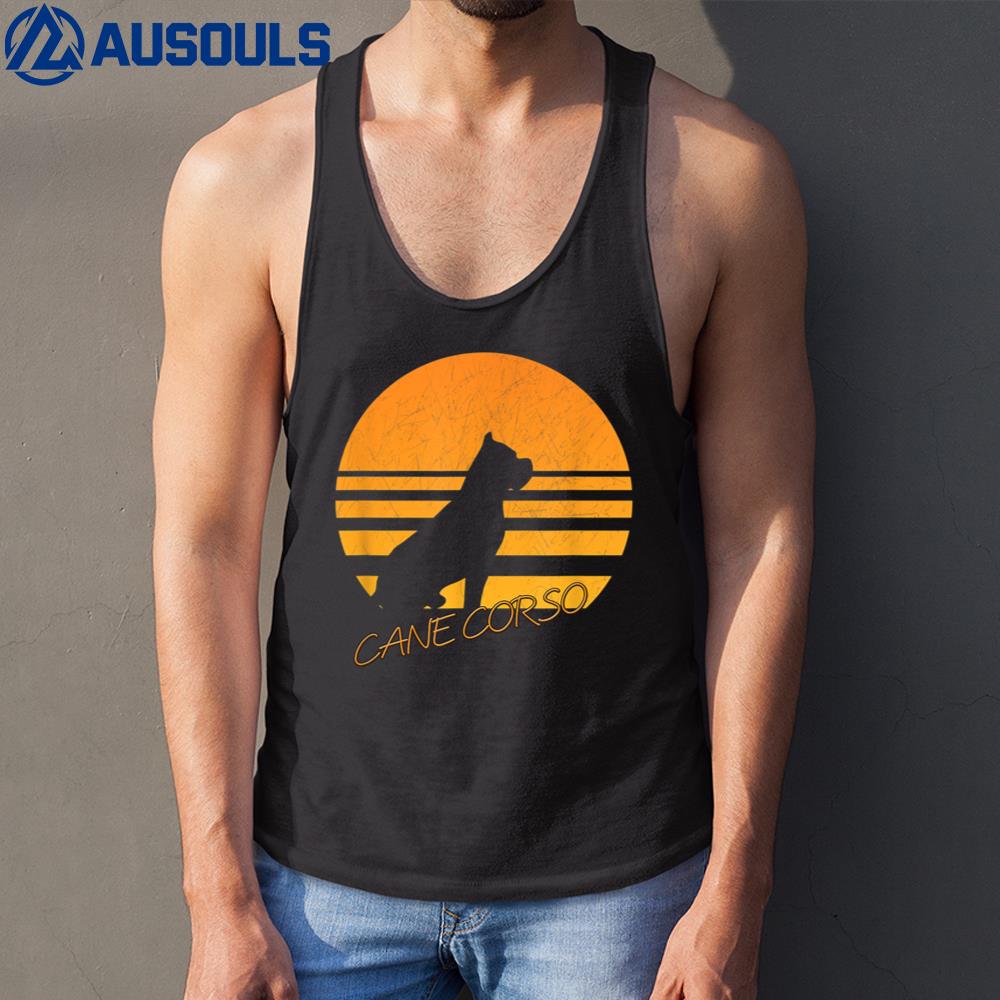 Vintage Retro Cane Corso Silhouette Sun Dog Lover Tank Top
