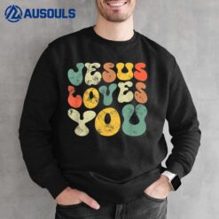 Vintage Retro Jesus Loves You Christian men women gift Sweatshirt