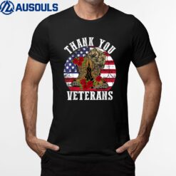 Vintage Thank You Veterans Combat Boots Flower Veterans Day Ver 2 T-Shirt